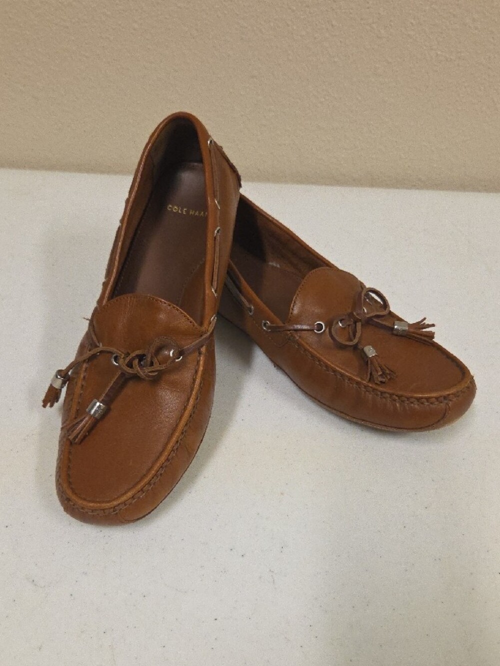 Cole Haan Women Classic Brown Tassel Grant Driver Moccasins loafer size 9